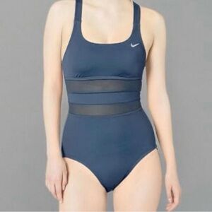 Nike Women's Dark Blue One-Piece Swimsuit